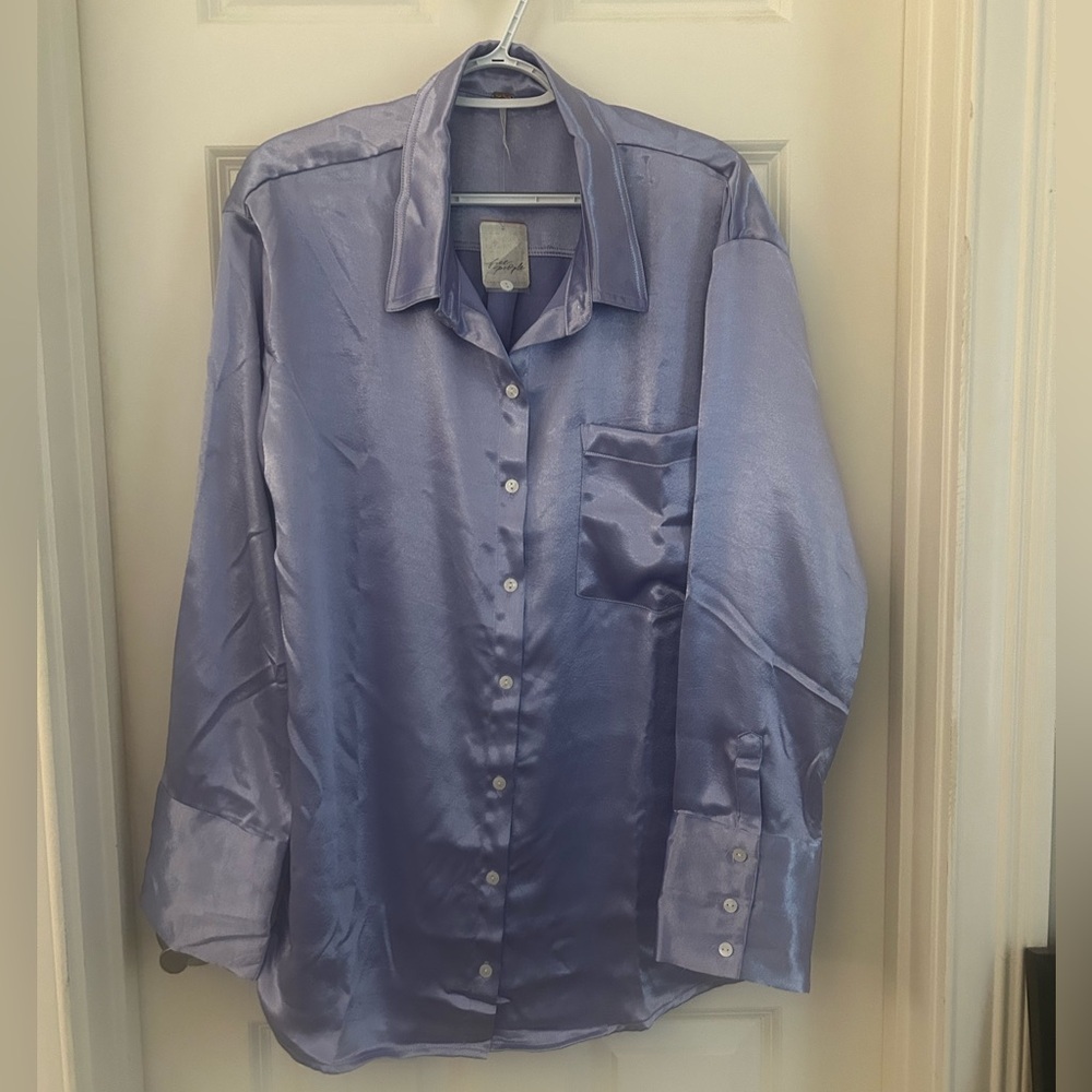 Free People Lavender Satin Blouse